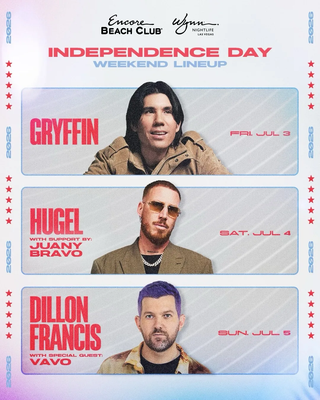 Encore Beach Club Independence Day Weekend lineup