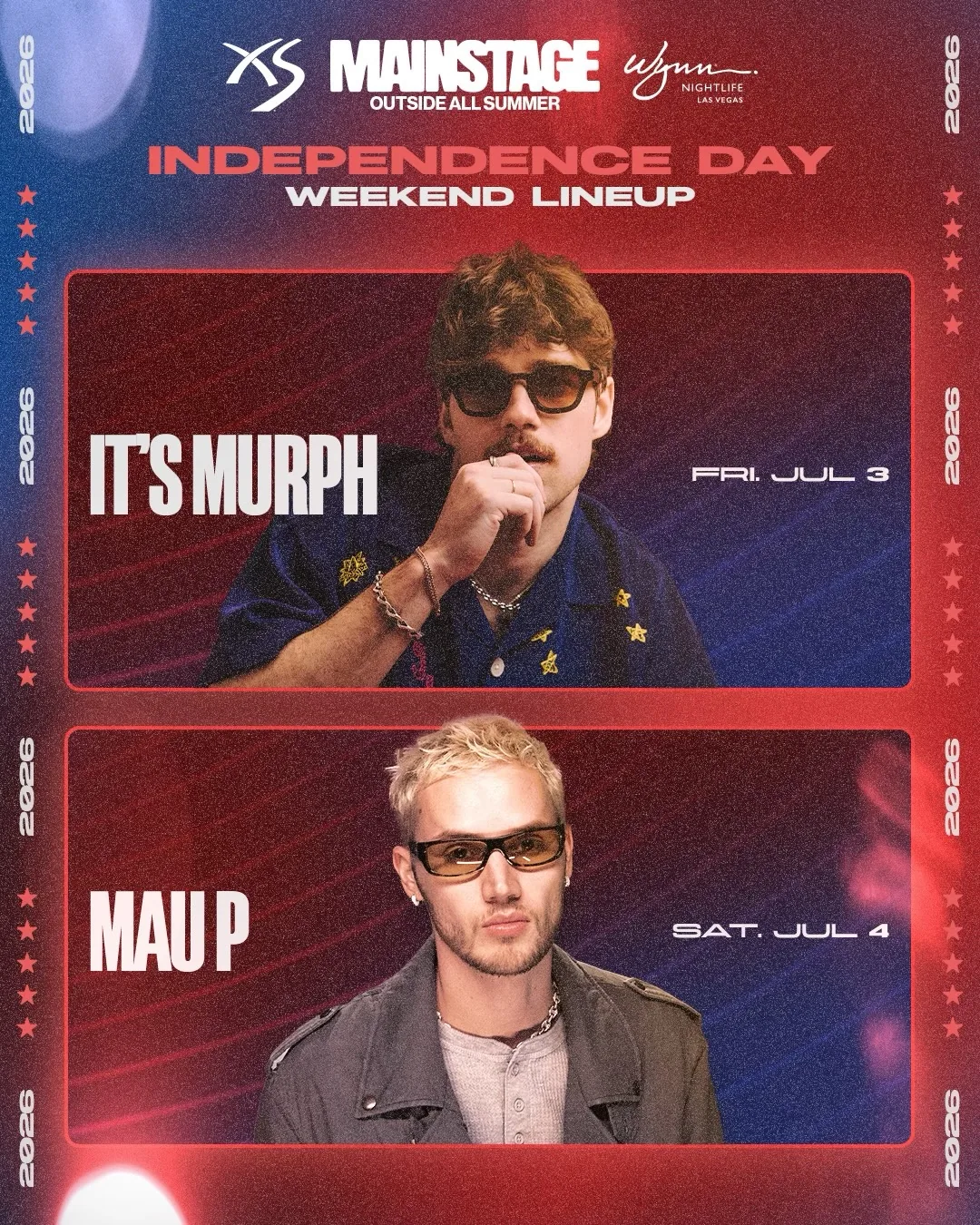 XS Independence Day Weekend mainstage lineup